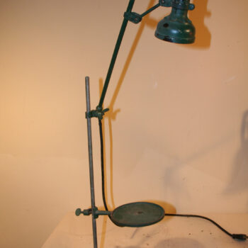 Early Labratory Beaker stand with articulating lamp